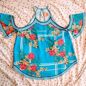 Blue & Flower Blouse